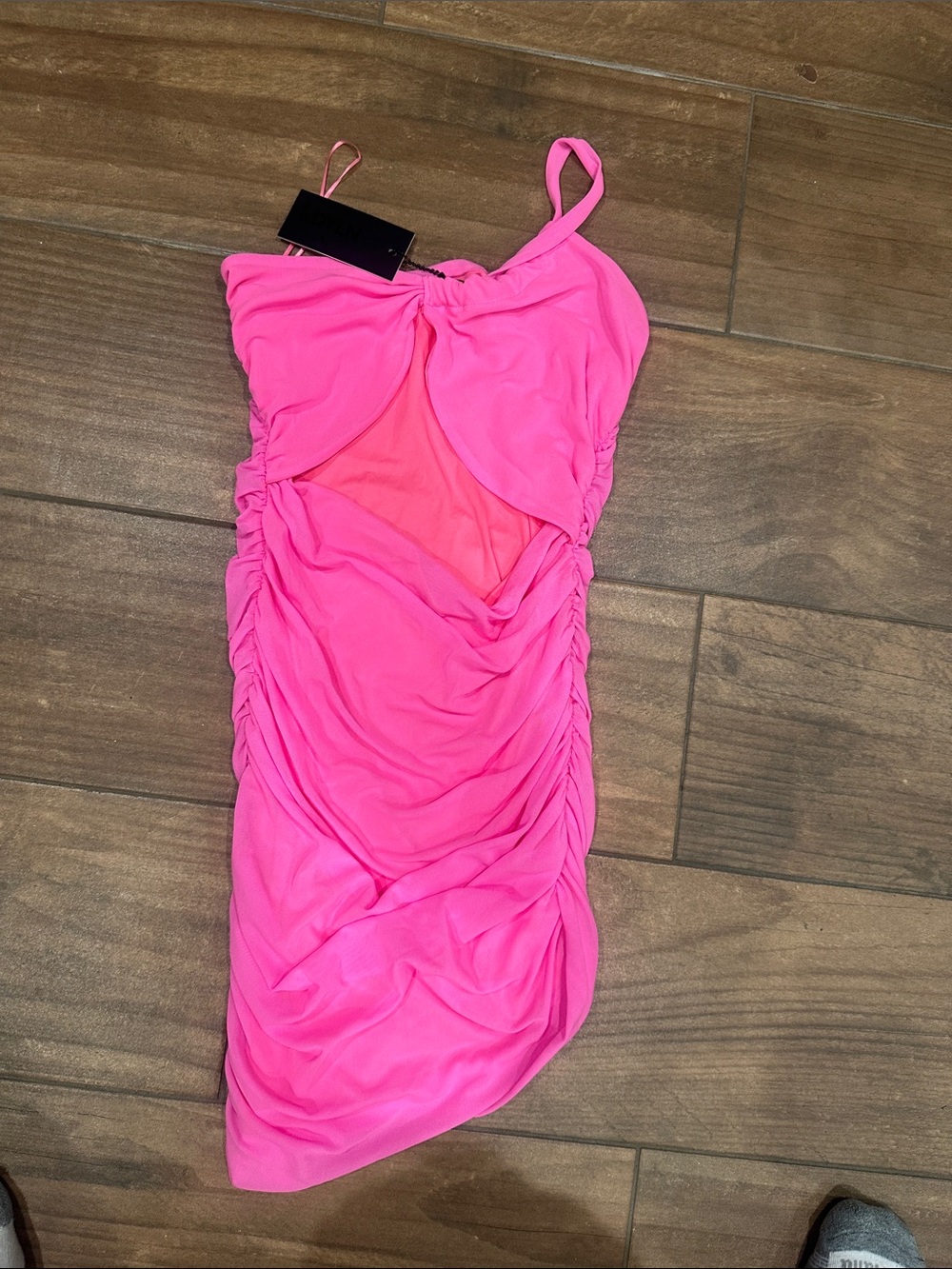 REVOLVE Hot Pink Ruched Mini Dress nwt - Picture 2 of 3